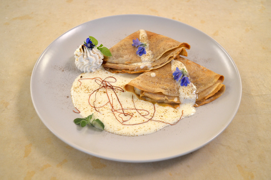 BEST Crêpes alla farina di castagne con ricotta e porri, piatto d’esame di Chiara Del Bono