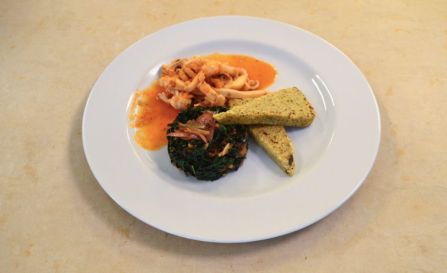 DSC_0814 Seppie in umido con polenta e tartare di cavolo nero, piatto d’esame di Alberto Beraldin