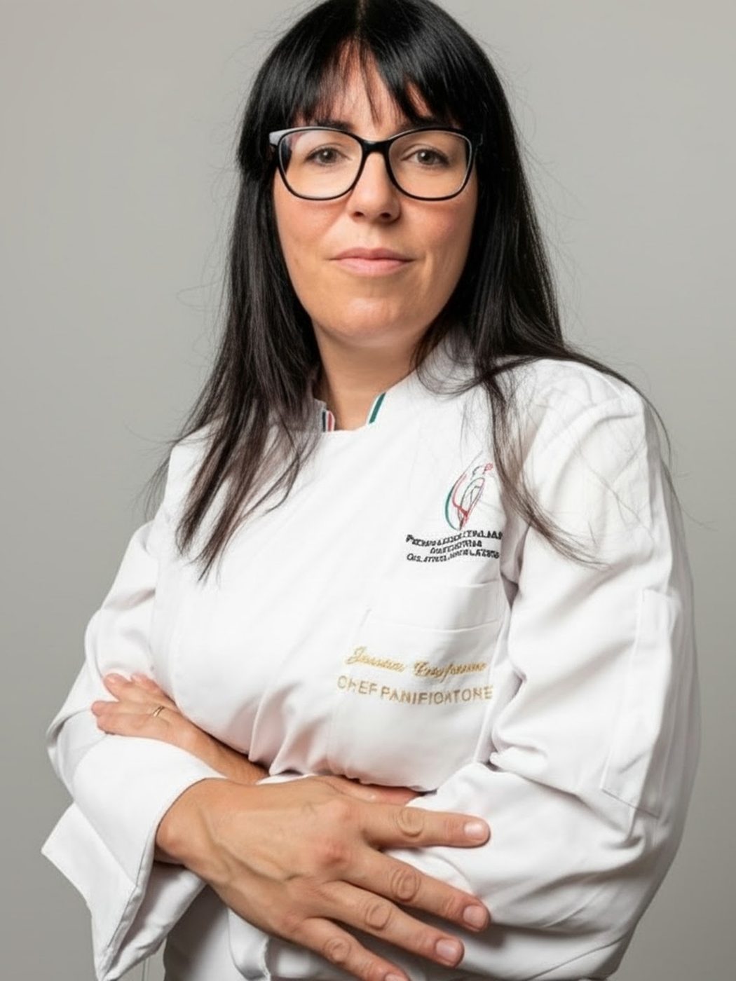 Jessica Gasparro, pasticcera diplomata all'Accademia Italiana Chef, in divisa da chef